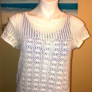 💖 LILLY PULITZER Resort White Crochet Lace Dress Swim Coverup Size Large